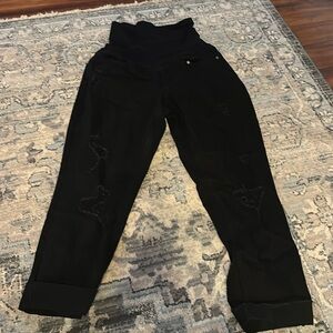 Savr Parker distressed maternity jeans.